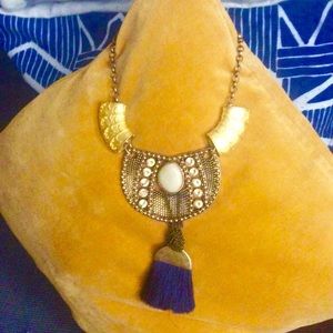 Festival Gold Brass and Ivory Ankh Necklace